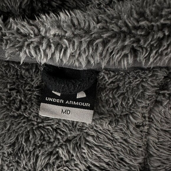 Under Armour Fleece Coat Mens Hoodie Full Zip Heavy Jacket Pockets Black - Picture 16 of 16